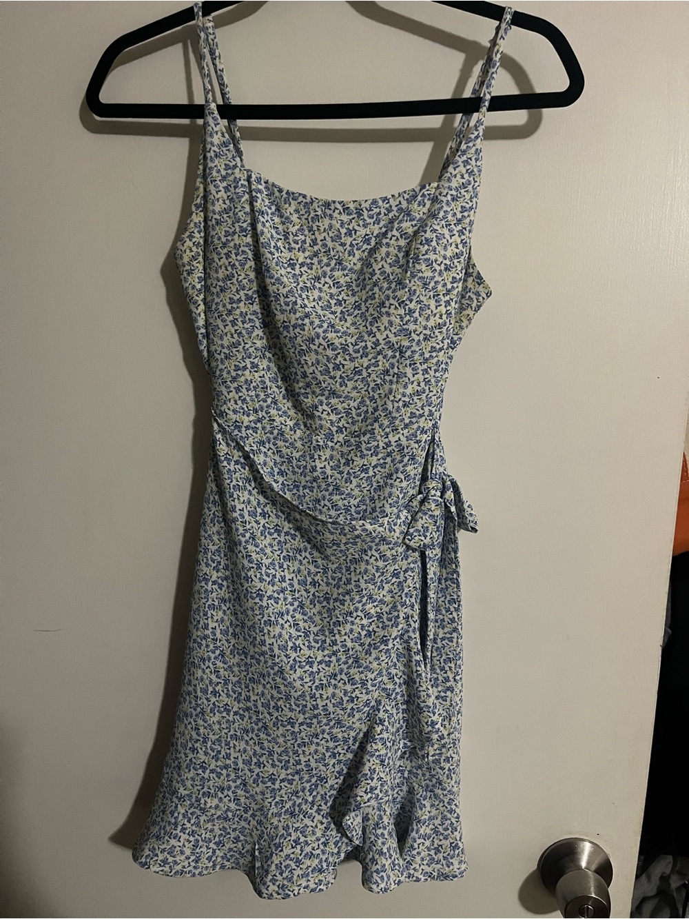 Speechless Blue and White Floral Mini Dress with Tie